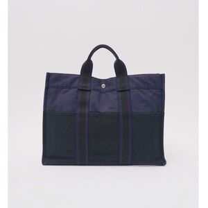 Hermès⎻Black & Blue "Fourre Tout" Canvas Tote, Med